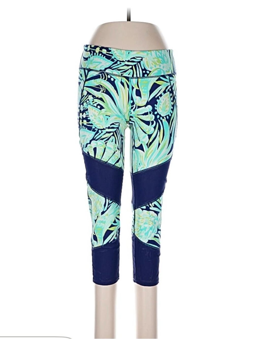 Lilly Pulitzer Navy & Aqua Botanical Cropped Leggings